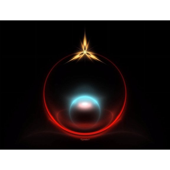 Xzendor7 "Blue Pearl on Satin Red" Glossy Poster