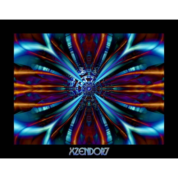 Xzendor7 "Satin Wings of Hyperian Blue" Glossy Poster