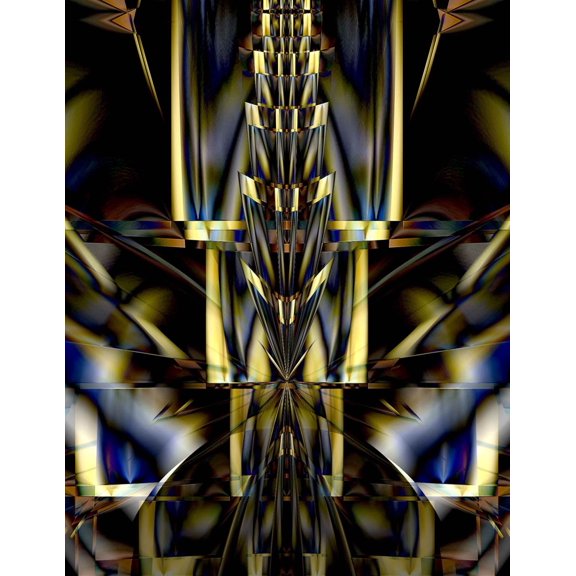 Xzendor7 "Spire of Gold & Cobalt Blue Center Cut" Glossy Poster