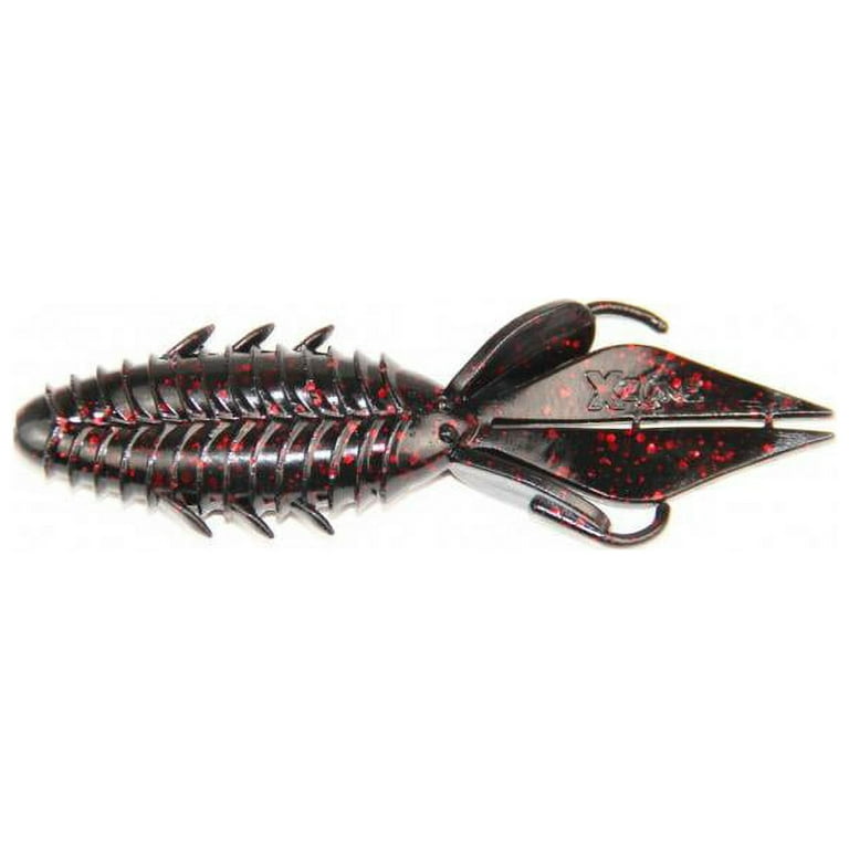 Xzone Adrenaline Bug 4 inch Soft Plastic Creature Bait 8 pack Black Red  Flake