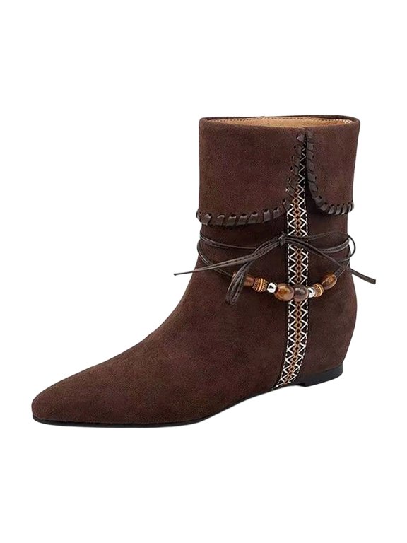 Y-183 Coffee Ladies Casual Ankle Boots Fall Winter Round Toe Mid Heel Side Zipper Fashion Booties For Women