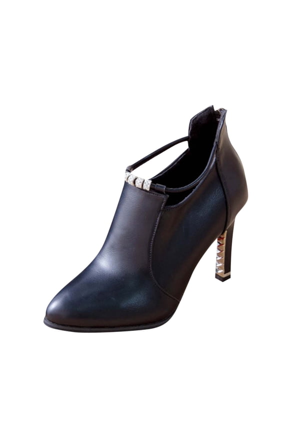 Y-26 Black Ladies Fashion Sweet Cool Pointed High Heels Winter Boots Trendy Fashion Leather Casual Footwear