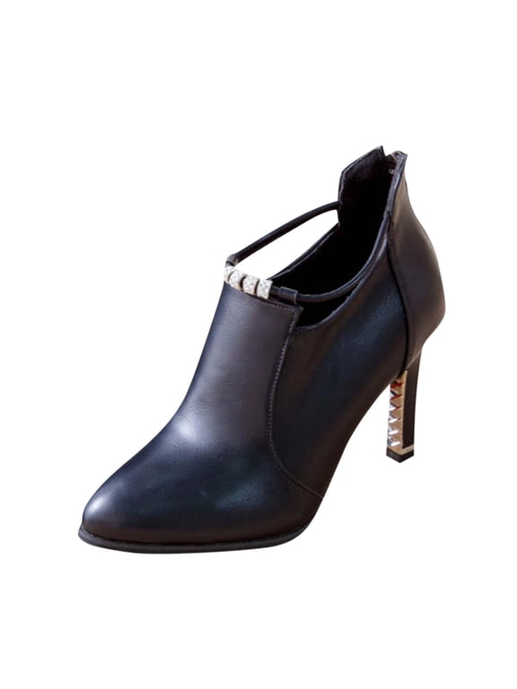 Y-26 Black Women Fashionable Sweet Cool Pointed High Heels Winter Boots Versatile Trendy Fashion Leather Casual Booties