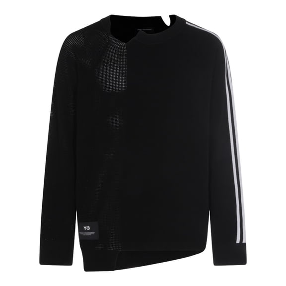 Y-3 Asymmetrical Black Sweater With Dual Texture (Men's)