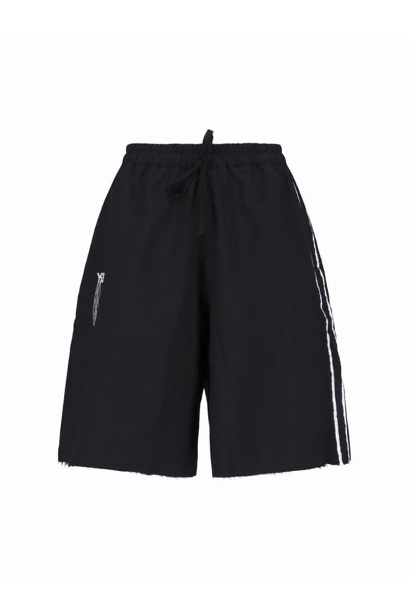 Sports Shorts In Black Recycled Fabric, Elasticated Mid-Rise (Women's)