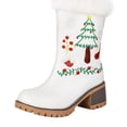 thumbnail image 1 of Y-57 White Womens Casual Thick Sole Thick Heel Winter Round Head High Heels Thick Short Boots Ladies Trendy, 1 of 5