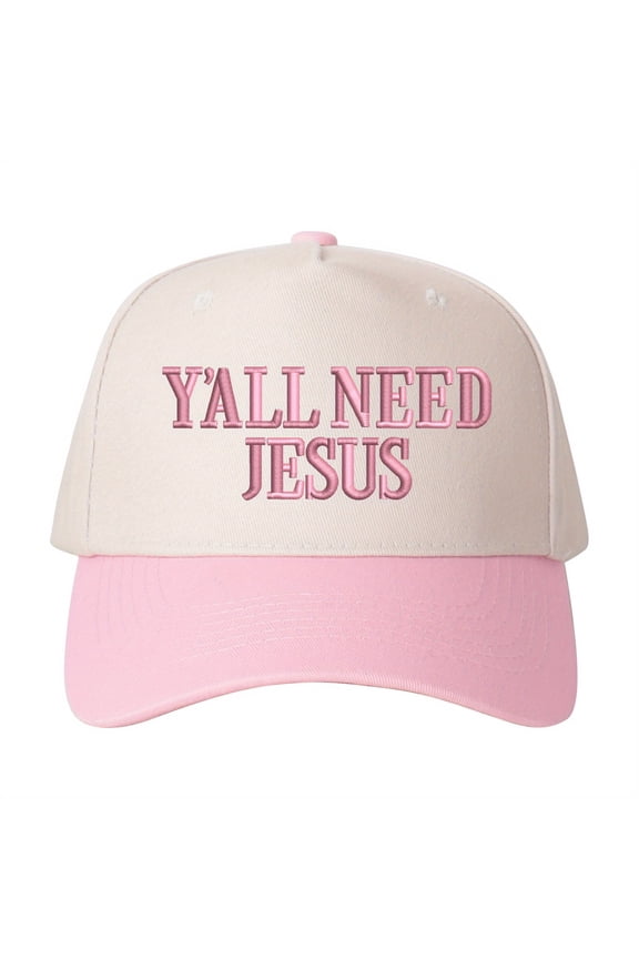 Y'ALL NEED JESUS Embroidered Patchwork Trucker Cap | Adjustable Unisex Snapback, Faith with Sass Essential