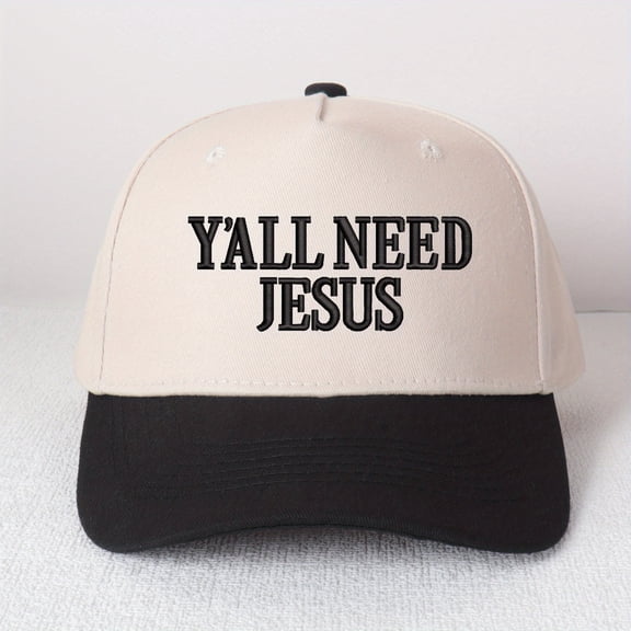 Y'ALL NEED JESUS Embroidered Patchwork Trucker Cap | Adjustable Unisex Snapback, Faith with Sass Essential