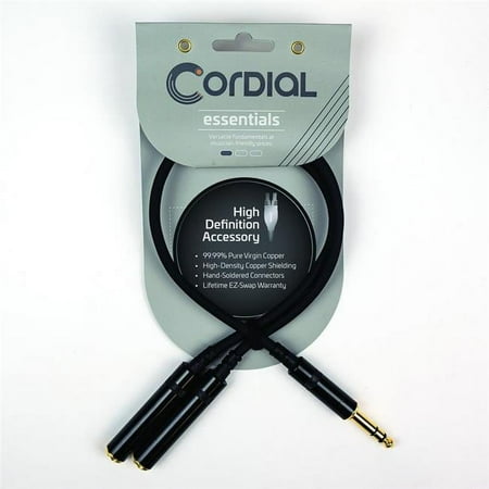 Cordial - Essentials Series 1-Foot Y Adapter Cable - Black