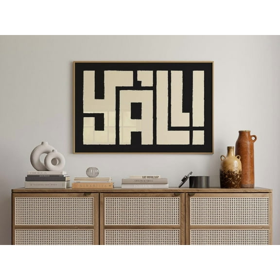 Y'All Typography Wall Art - Bold Black And White Southern Charm Poster - Modern Rustic Home Decor - Fun Text Art For Living Room Wall Art, Modern Wall Decor, 16x24 UNFRAMED