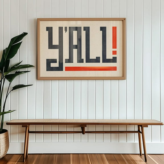 Y'All Typography Wall Art Poster Letterpress Style Art Print For Living Room Wall Decor For Office Print Trendy Design Western Home Decor , Decor For Living Room Bedroom, 24x36 UNFRAMED