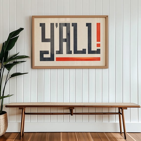 Y'All Typography Wall Art Poster Letterpress Style Art Print For Living Room Wall Decor For Office Print Trendy Design Western Home Decor Decor For Living Room Bedroom