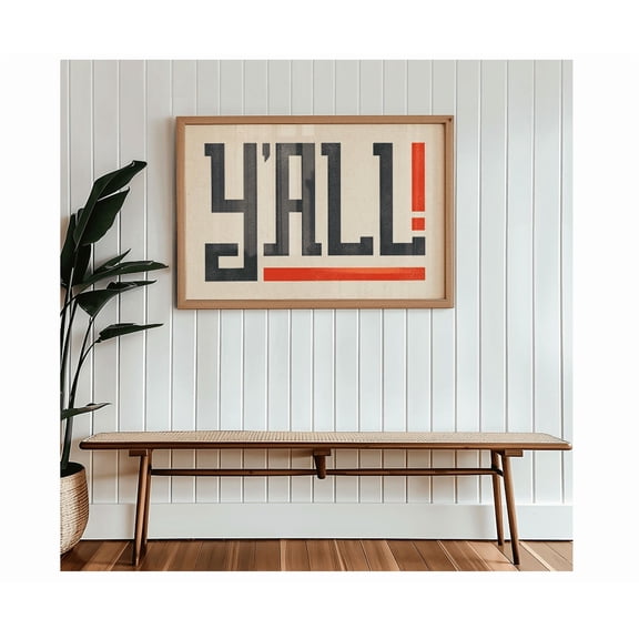 Y'All Typography Wall Art Poster Letterpress Style Poster For Living Room Wall Decor For Office Poster Trendy Design Western Home Decor