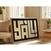 Y'All Wall Art - Bold Text Poster - Southern Style Typography For Home - Black And White Modern Rustic Decor Wall Art, Modern Wall Decor, 8x12 UNFRAMED