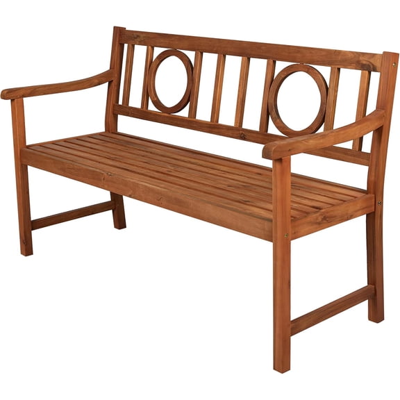 Y BNH104A Apollo 51.2" 3-Seat Circle-Back 600-Lbs Support Acacia Wood Outdoor Garden Patio Bench for Garden, Lawn, Backyard, Pool, Deck, Beach, Firepit, Teak