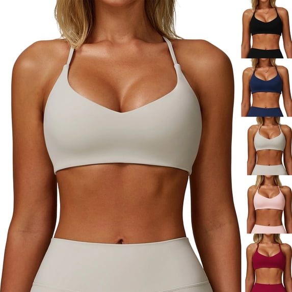 Y Back Sports Bras for Women Padded Racerback Bra Paisely Light Impact Adjustable Straps Gym Workout Tops Light Gray XL