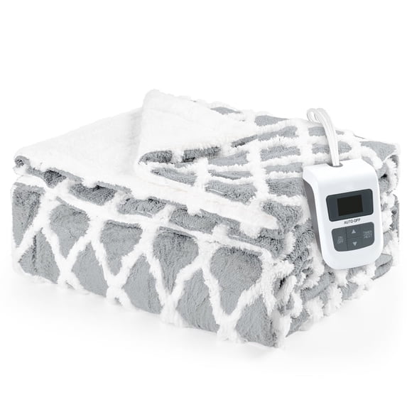 kibhous 90''X100'' King Size Electric Heated Blanket-with 6 Heating Levels ,20-Hour Selectable Auto Shut-Off (Gray)