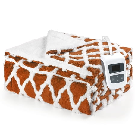 kibhous 90''X100'' King Size Electric Heated Blanket-with 6 Heating Levels ,20-Hour Selectable Auto Shut-Off (Orange)