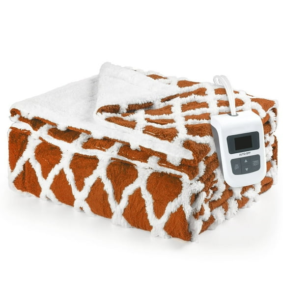 kibhous 90''X100'' King Size Electric Heated Blanket-with 6 Heating Levels ,20-Hour Selectable Auto Shut-Off (Orange)