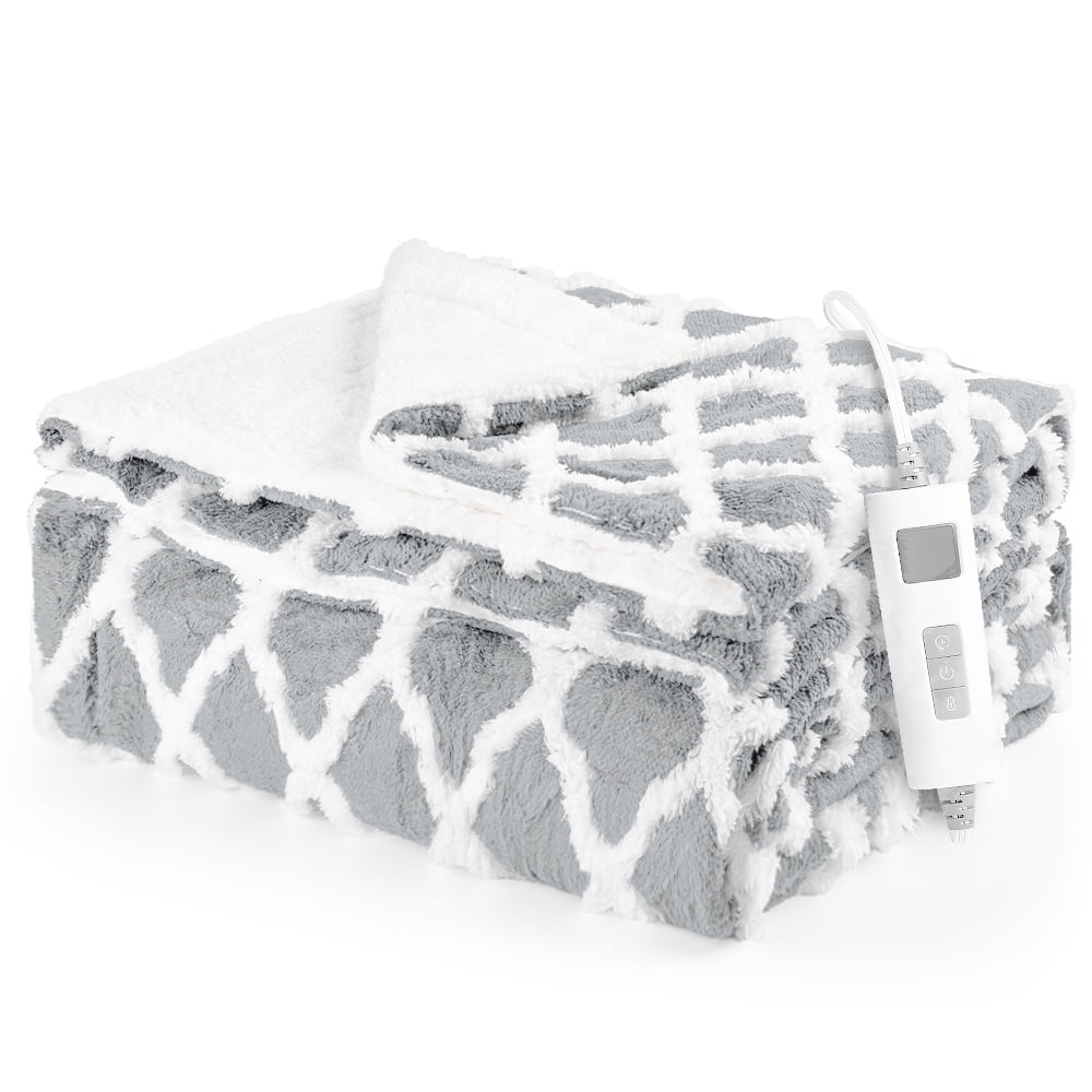 kibhous Heated BlanketThrown 50''X60''-with 6 Heating Levels , 8-Hour Selectable Auto Shut-Off (Gray)