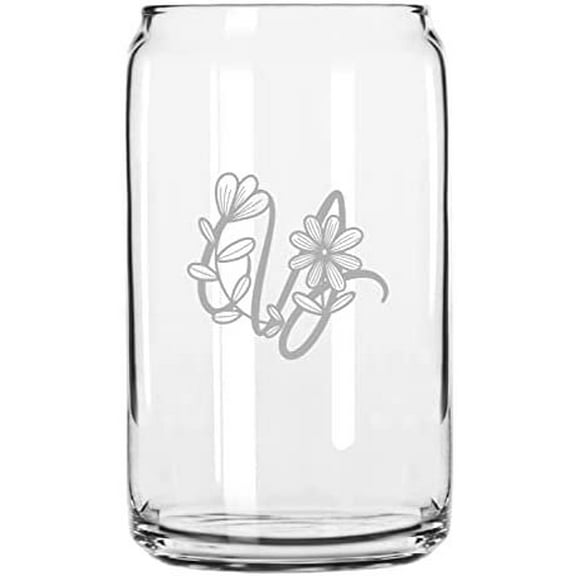 Y Daishy Daisy Monogram Etched 16oz Libbey Can Glass