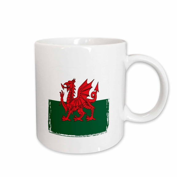 3drose, Y Ddraig Goch Grunge Welsh Flag, 15oz Mug