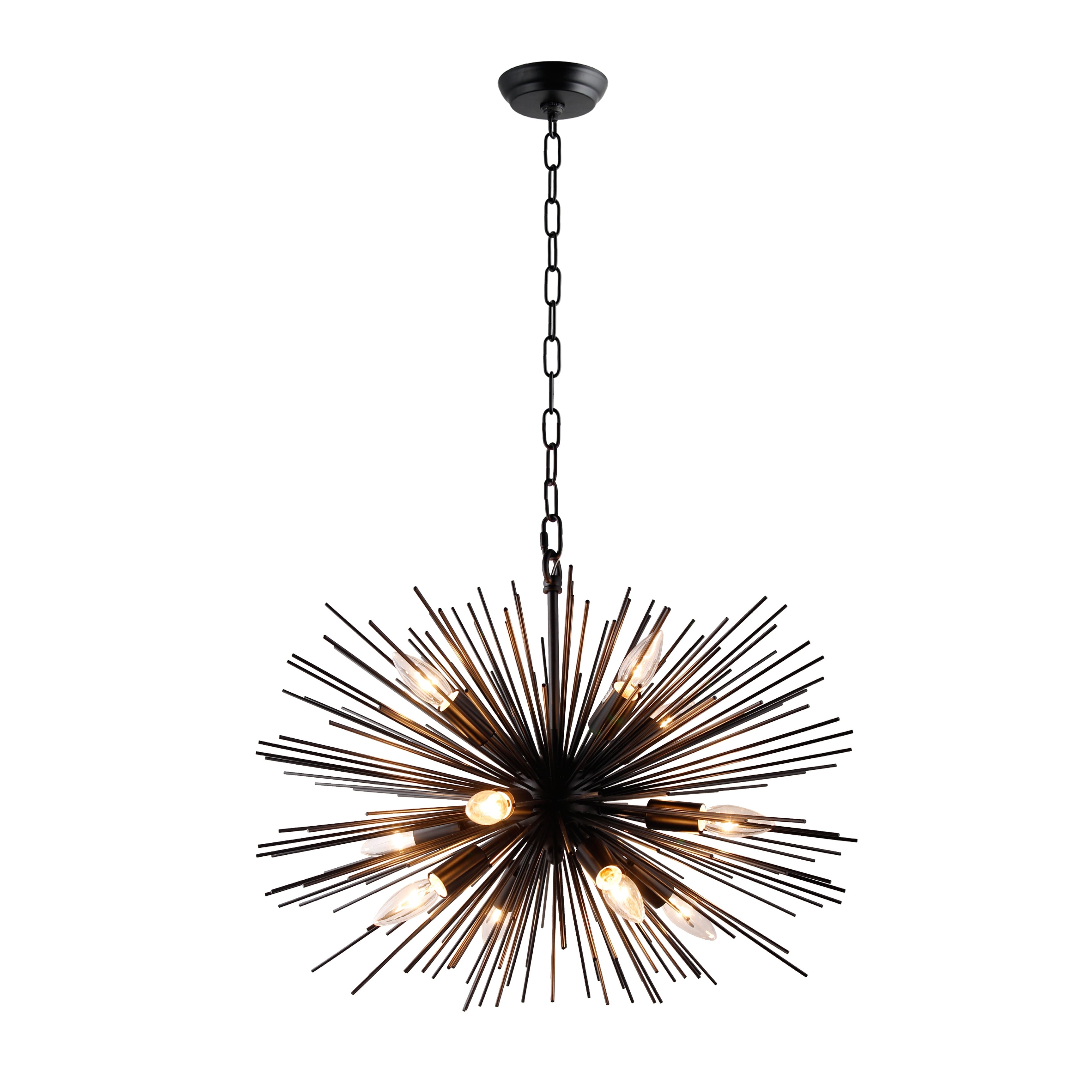 Black 24" Sputnik Starburst Chandelier with 12 Lights