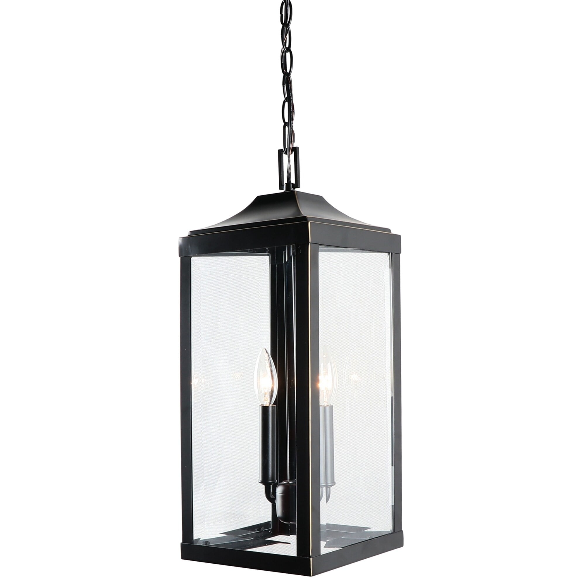 Imperial Black Glass Outdoor Hanging Lantern, 20.2"