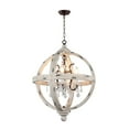 thumbnail image 1 of Y-Decor 4 Light Candle Style Globe Chandelier in  withered white wood finish, 1 of 5