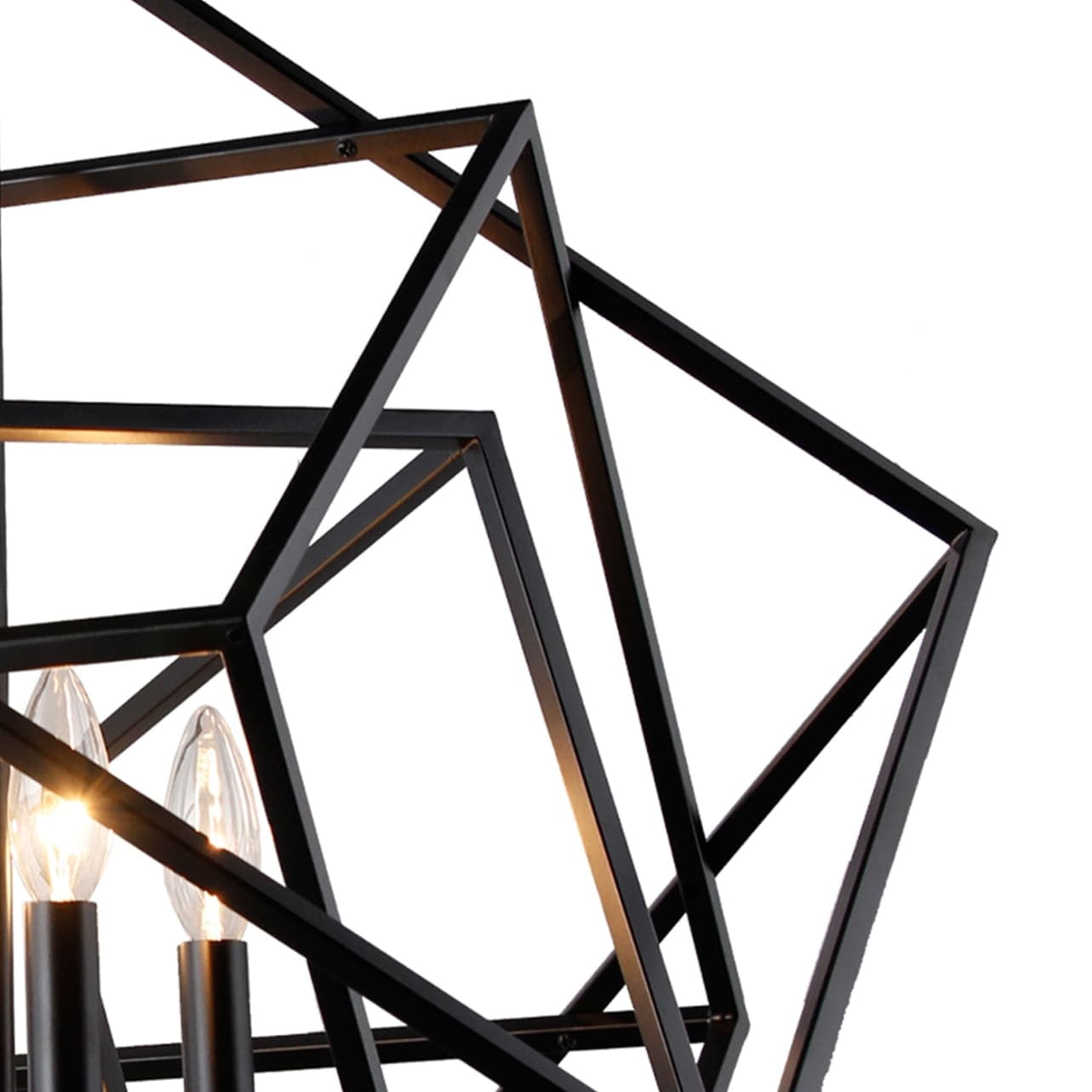 Modern Black Geometric Candle-Style 4-Light Chandelier