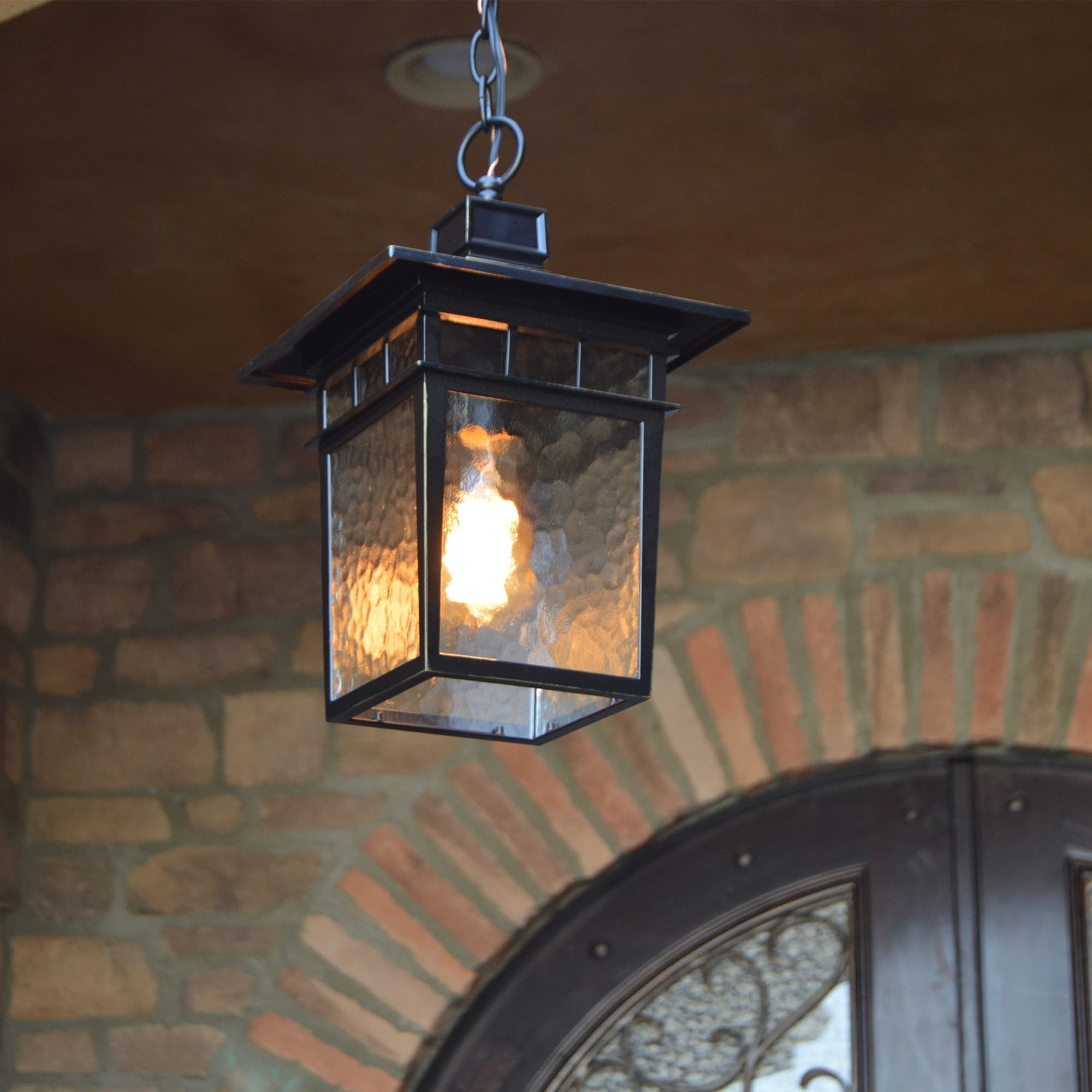 Cullen Black Bronze Outdoor Hanging Lantern with Clear Glass