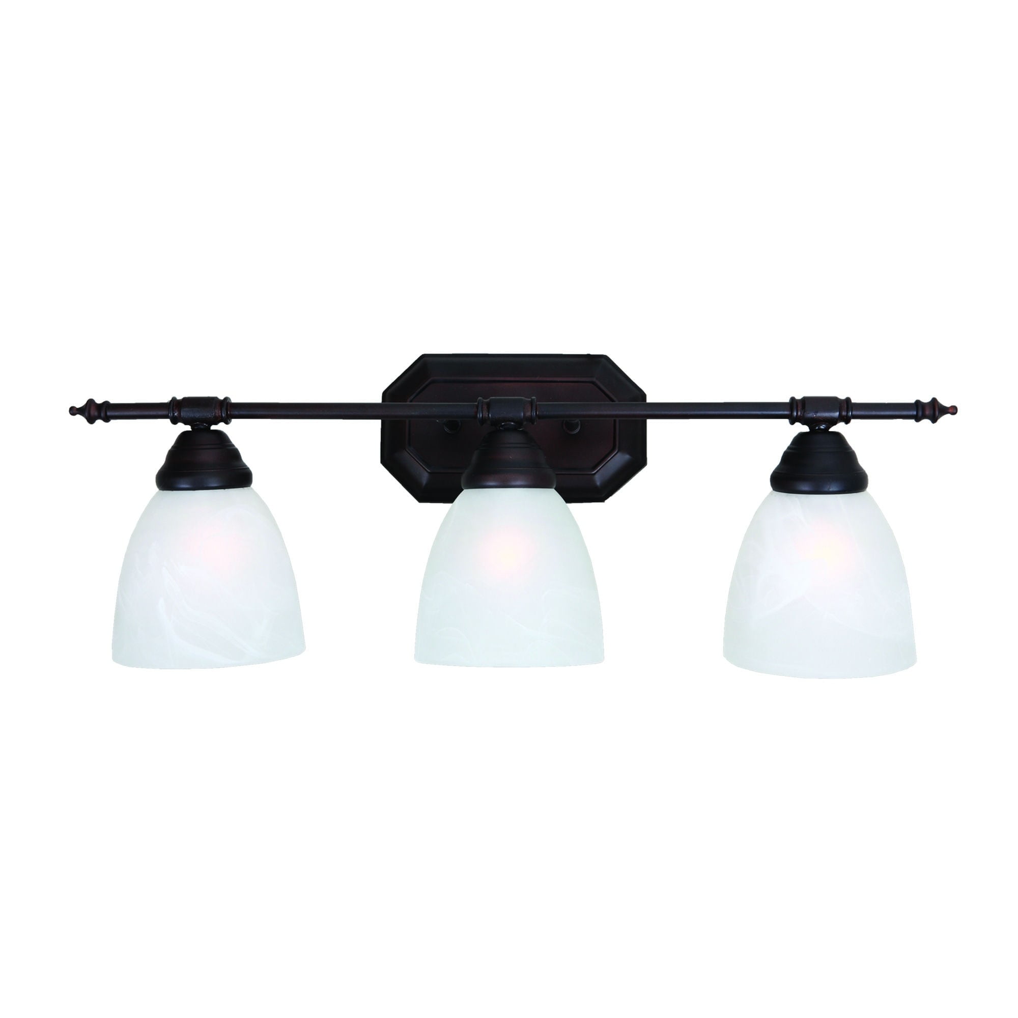 Oil Rubbed Bronze 3-Light Vanity Fixture with White Glass