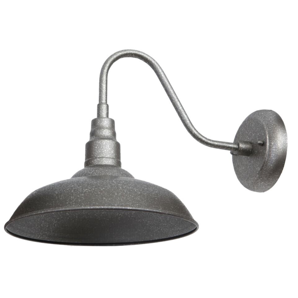 Silver 17" Direct Wired Metal Gooseneck Barn Sconce