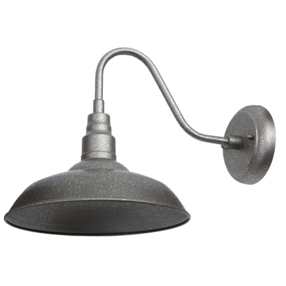 Silver 17" Direct Wired Metal Gooseneck Barn Sconce