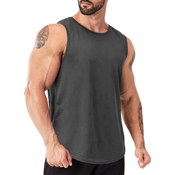 Y.F.H sunbest Men's Grey Gym Tank Top Workout Muscle Sleeveless Shirts for Fitness Training Dry Fit Lightweight,2XL