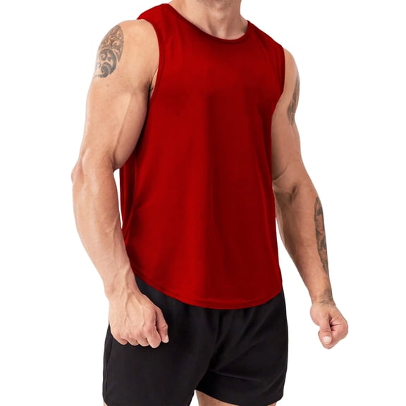 Y.F.H sunbest Men's Red Gym Tank Top Workout Muscle Sleeveless Shirts for Fitness Training Dry Fit Lightweight,2XL
