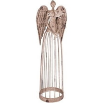 Y&K Decor Antiqued Metal Garden Angel Statue Patio Lawn Yard Indoor Outdoor Decorations Christmas(25.5")