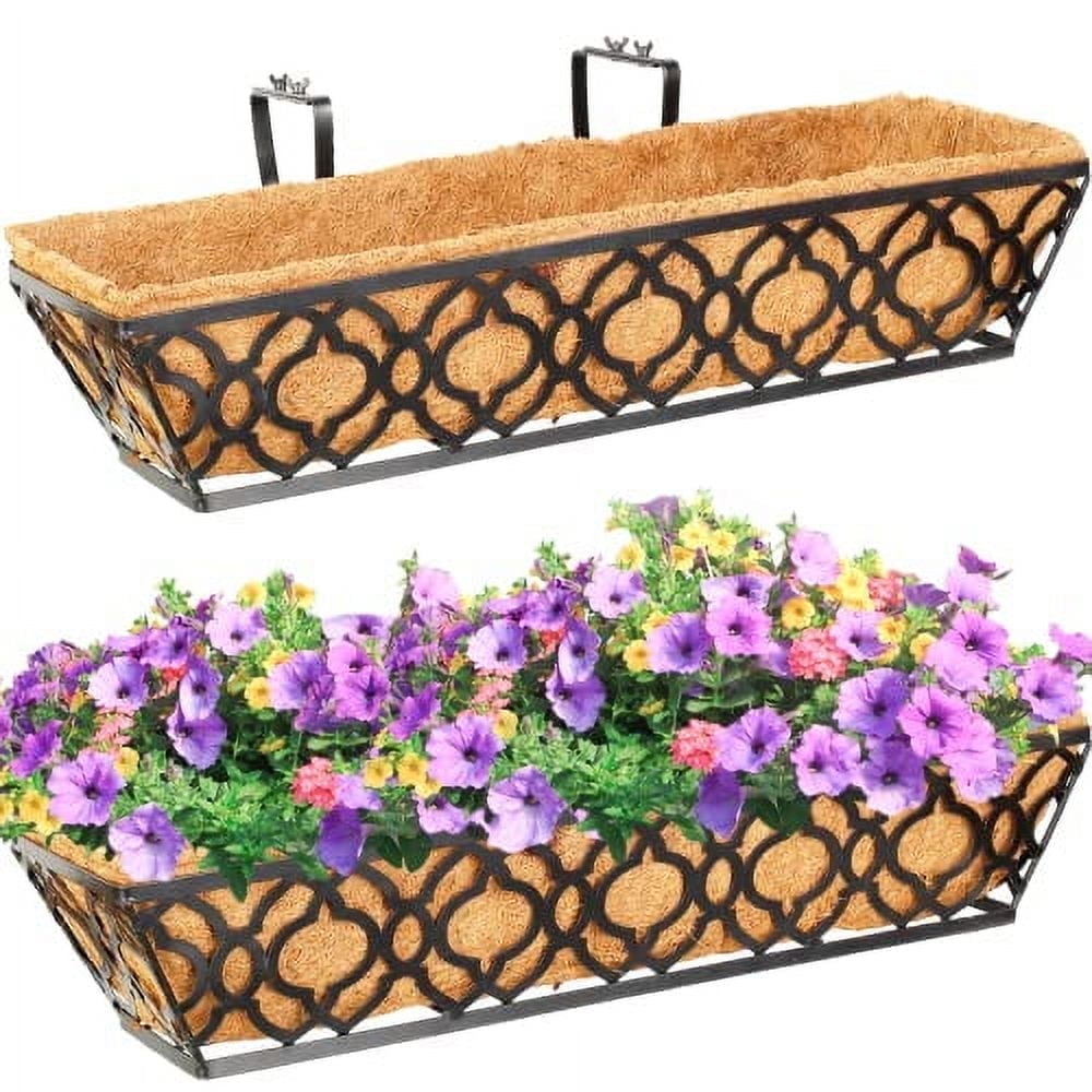 Outdoor Planters 4 Pack 24 Inch Window Planter Boxes - With Coconut ...