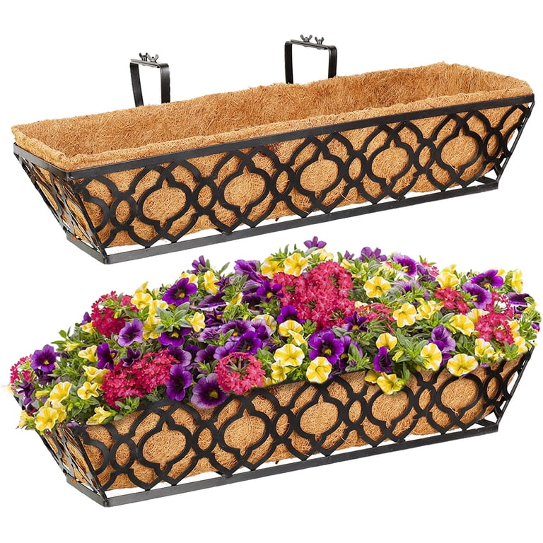 Outdoor Planters 4 Pack 24 Inch Window Planter Boxes - With Coconut ...