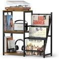 thumbnail image 1 of Y&M 3-Tier Record Player Stand with Vinyl Record Storage Holds Up to 200 Albums, Turntable Stand with Album Storage, Record Shelf Display Table for CD, End Table for Home Decor Bedroom Living Room, 1 of 6