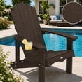 thumbnail image 1 of Y&M Adirondack Chair, HDPE Weather Resistant Outdoor Chair with Cup Holder, Dark Brown, 1 of 7
