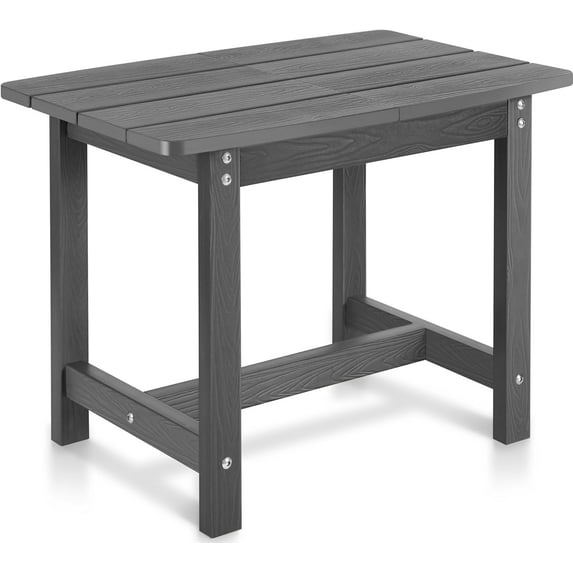 Y&M Adirondack Outdoor Side Table, HIPS Patio End Table, Waterproof Outside Table, Balcony Modern End Tables 23.5" inch Long for Garden, Pool, Beach, Porch, Deck, Indoor or Outdoor Use, Dark Grey