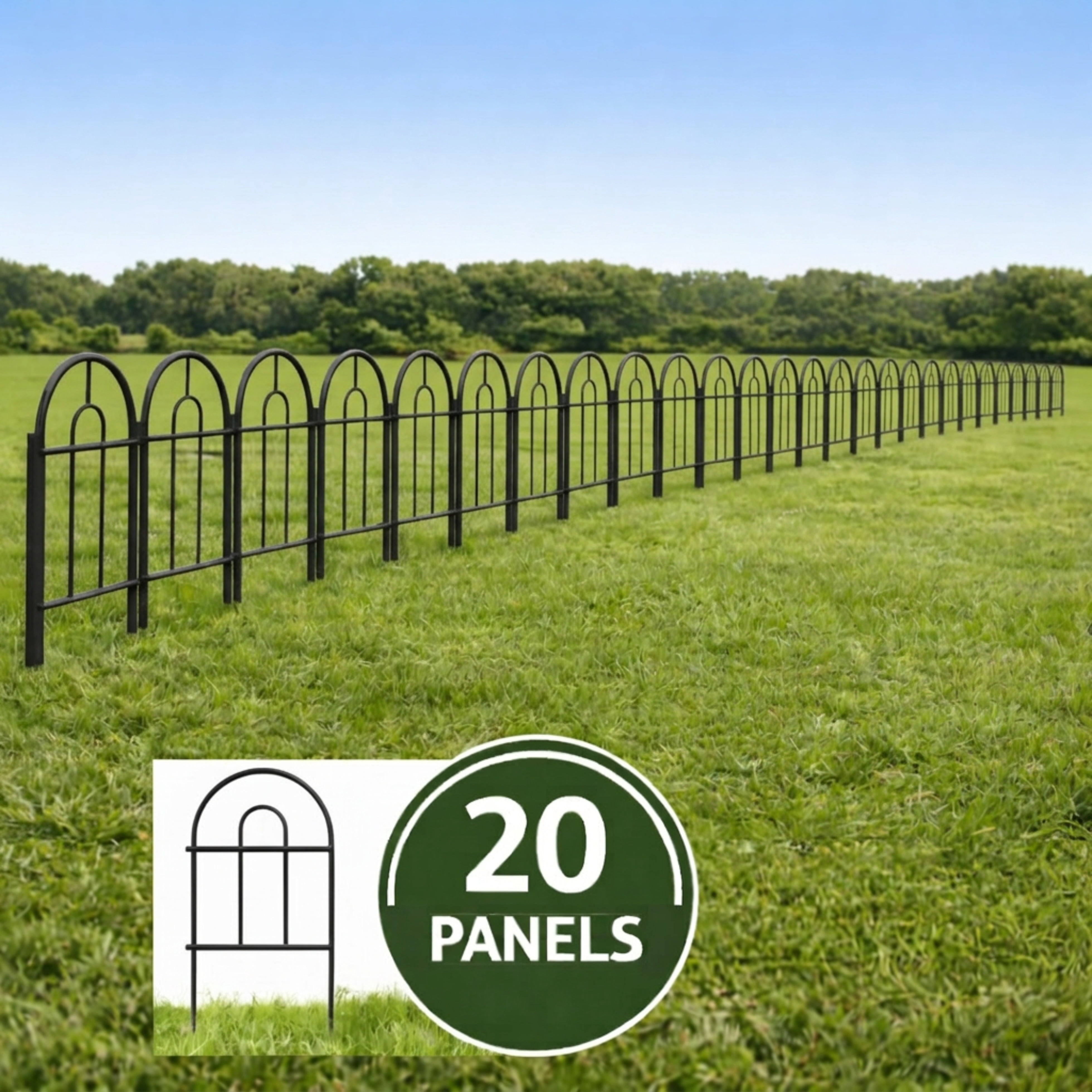 Y&M 21FT Garden Fence 20 Panels, 16.7in H Metal Border Fence, No Dig Landscape Edging for Yard Lawn Flower Bed, Rustproof