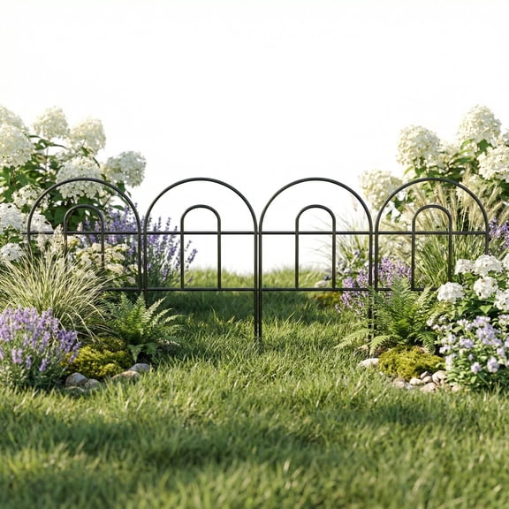 Y&M Decorative Black Garden Border Fence 16.7inX21ft Metal Wire Edging Flower Bed Folding Fences Panel Outdoor Garden Fencing Patio Edge Landscape for Yard