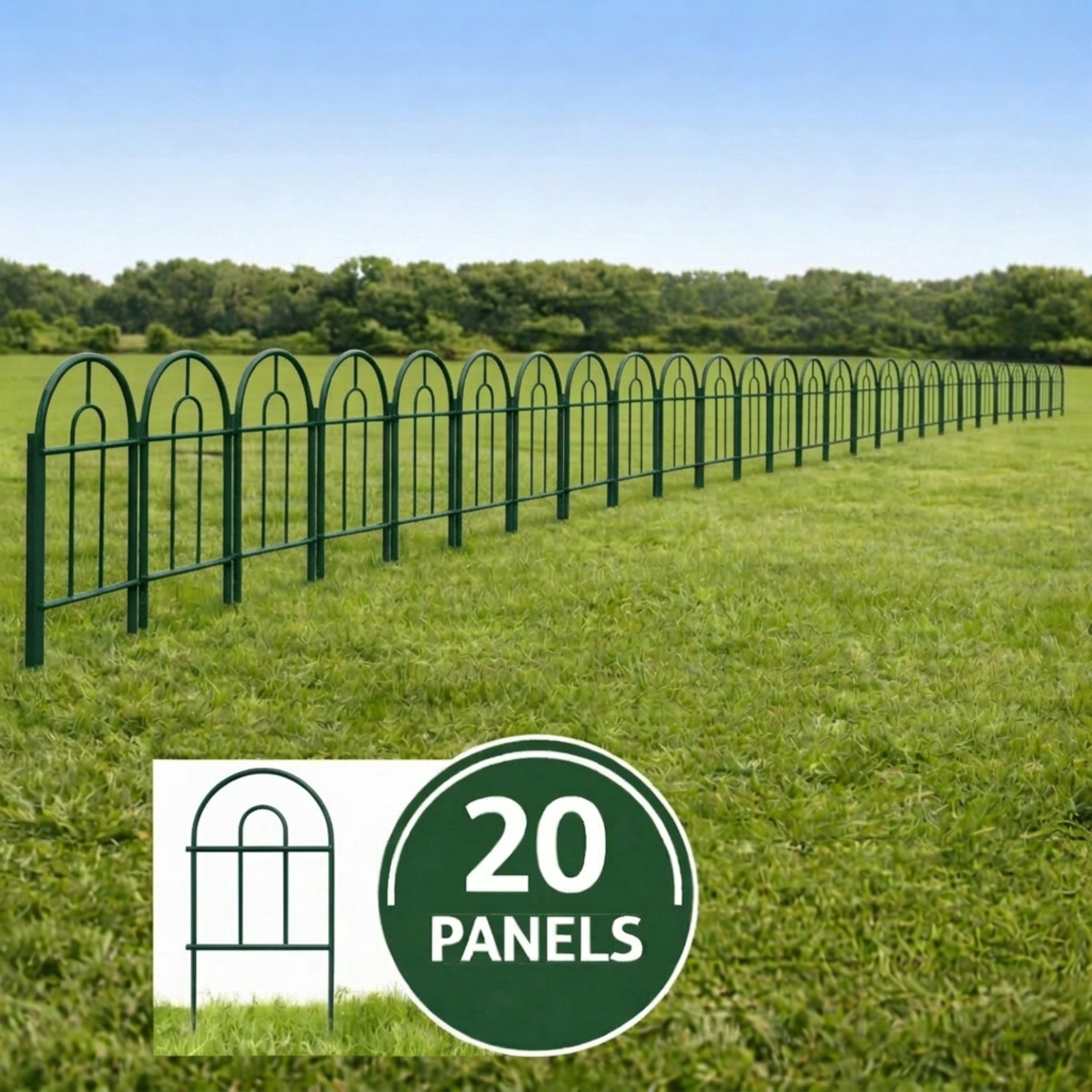 Y&M Decorative Metal Garden Fence, Folding Border Fence for Flower Bed and Patio, 16.7 in x 21 ft, Black