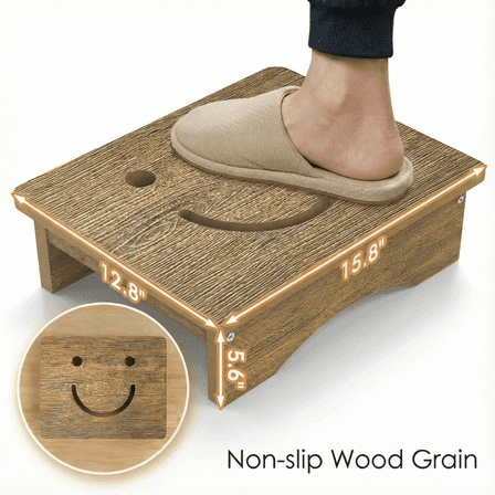 Y&M One Step Stool for Adults Seniors, Waterproof HDPE Stepping Stools with Non-Slip Foot, 5.5" Heavy Duty Bed Step for High Beds, Office, Kitchen, Living Room – Light Brown