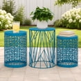 thumbnail image 1 of Y&M Outdoor Heavy Duty Metal Round End Table, Blue (Set of 3), 1 of 7