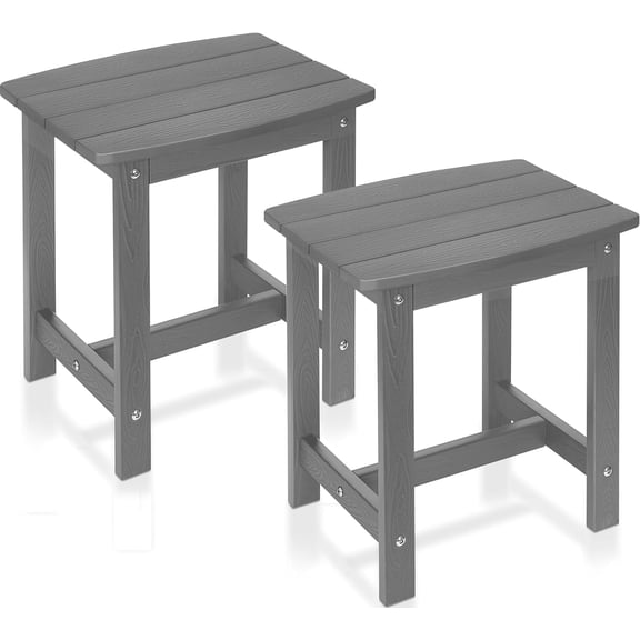 Y&M Outdoor Side Table, HIPS Adirondack Small Single Table, Waterproof Square Outside Table, Balcony Modern End Tables for Patio, Pool, Beach, Porch, Deck, Indoor or Outdoor Use (Dark Grey, 2 Pack)