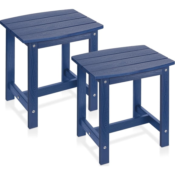 Y&M Outdoor Side Table, HIPS Adirondack Small Single Table, Waterproof Square Outside Table, Balcony Modern End Tables for Patio, Pool, Beach, Porch, Deck, Indoor or Outdoor Use (Navy Blue, 2 Pack)