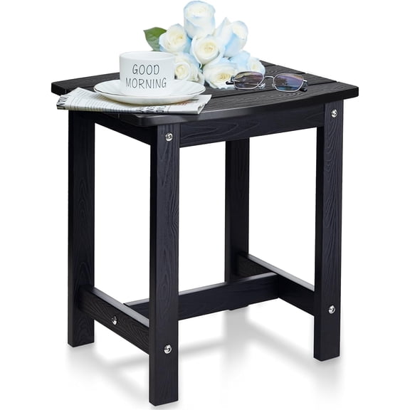Y&M Outdoor Side Table, HIPS Adirondack Small Single Table, Waterproof Square Outside Table, Balcony Modern End Tables for Patio, Pool, Beach, Porch, Deck, Indoor or Outdoor Use, Black
